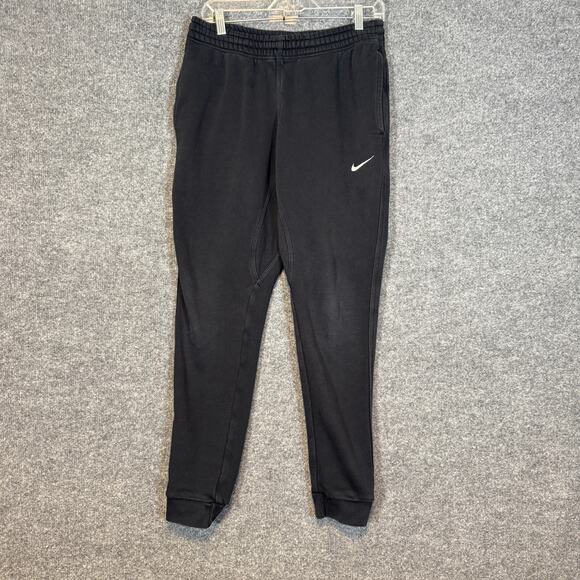 Nike Pants Mens Medium Black Joggers Stretch Casual Fleece Sweatpants Swoosh - Picture 2 of 10